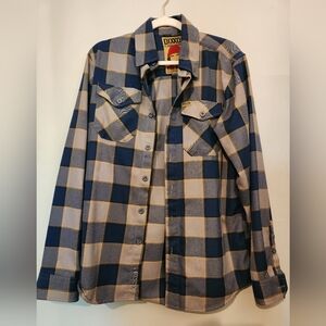 DIXXON Navy and Light Gray Checkered Men's Shirt Size SMALL